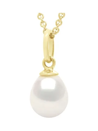 Pendentif Bélière Articulée Véritable Perle d'Eau Douce Poire 7-8 mm — Or Jaune 750 Millièmes 1