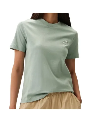 T-shirt Vert Femme Calvin Klein Jeans Embroidered 1