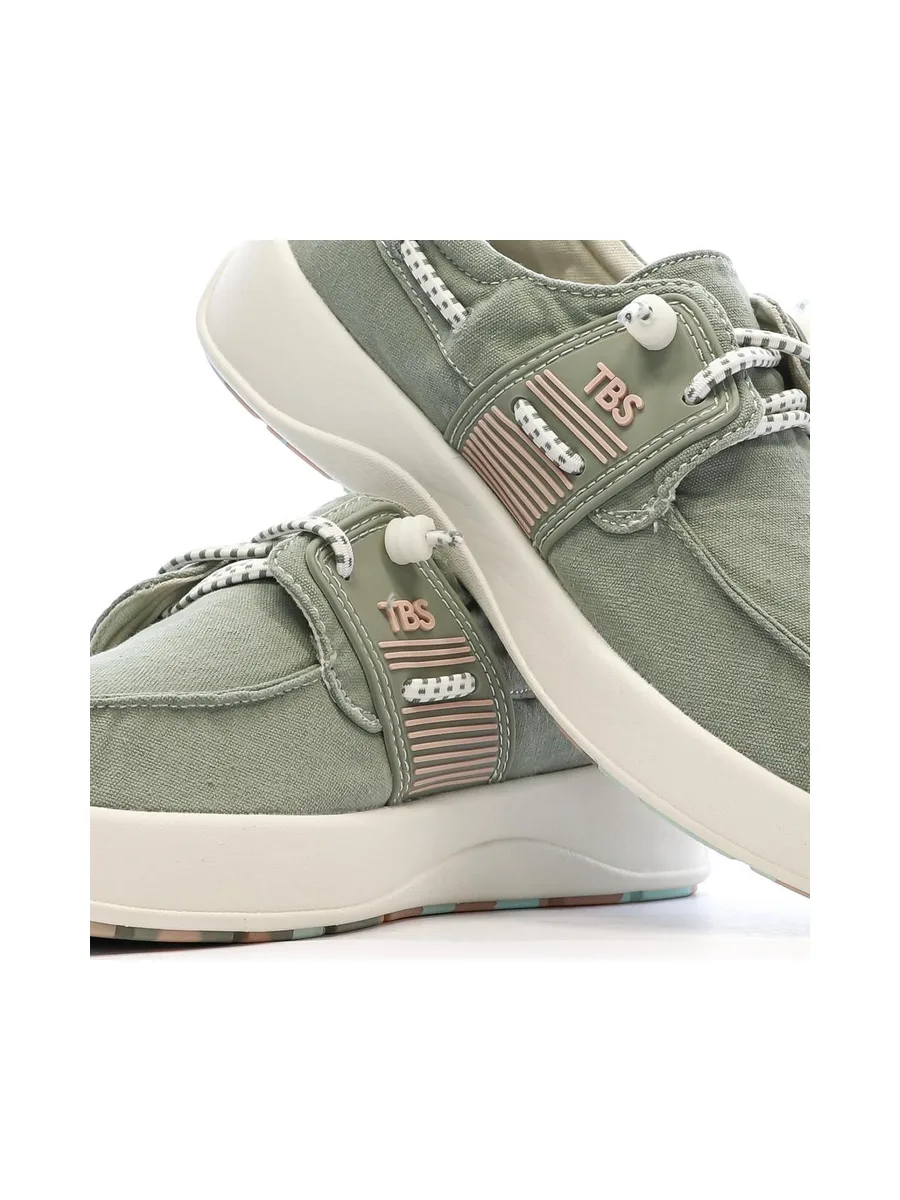 Chaussures bateau Vert Femme TBS Cotton Canvas Argile 8