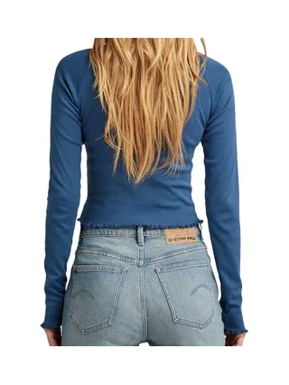 T-shirt Manches longues Bleu Femme G-Star Cropped Baby Sis Raglan 2