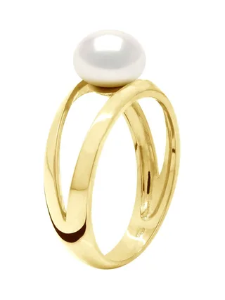 Bague Véritable Perle de Culture d'Eau Douce Bouton 8-9 mm — Or Jaune 375 Millièmes 1