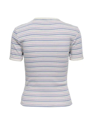 T-Shirt Blanc/Bleu Femme JDY Lada 2