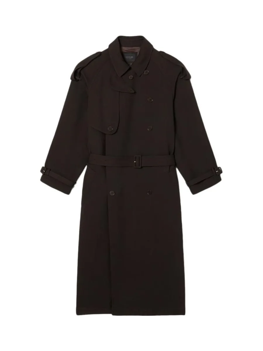 Trench-coat long Marron unisexe Lacoste Runway Wooll 4
