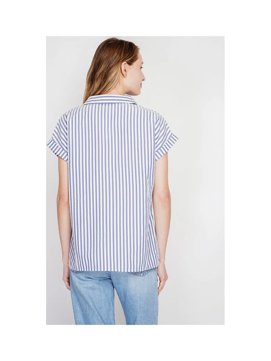 Chemise boutonnée devant à manche court à rayure 2