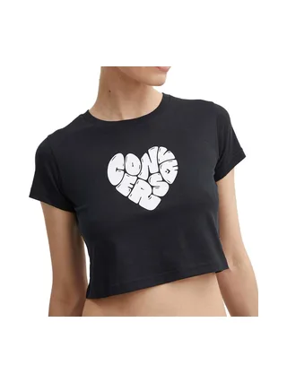 T-shirt Noir/Blanc Femme Converse Heart 1