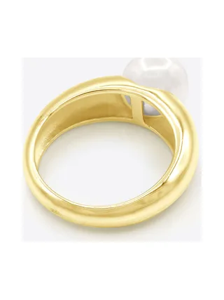 Bague Jonc Véritable Perle d'Eau Douce Ronde 8-9 mm — Or Jaune 375 Millièmes 5