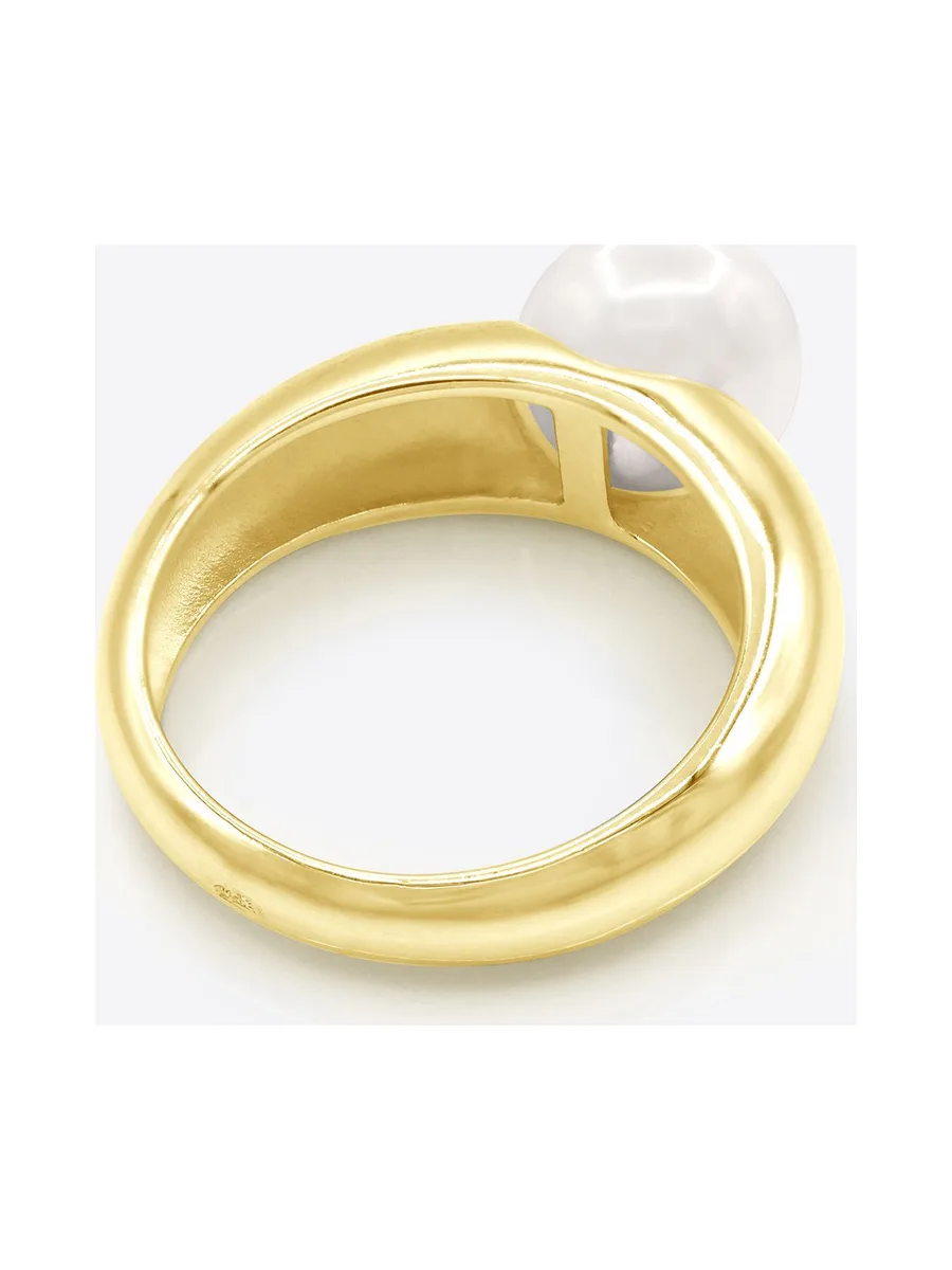 Bague Jonc Véritable Perle d'Eau Douce Ronde 8-9 mm — Or Jaune 375 Millièmes 5