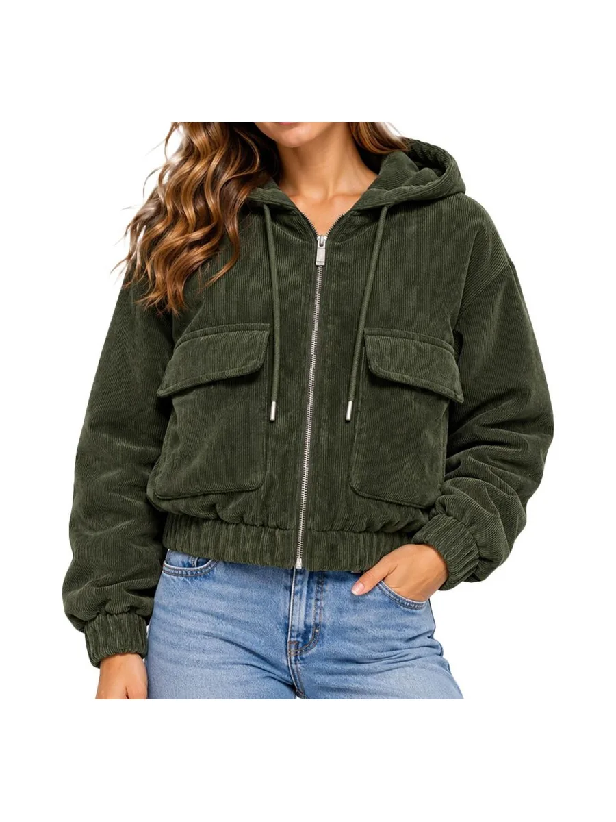 Blouson Kaki Femme Only Corduroy 2