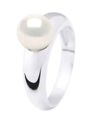 Bague Jonc Véritable Perle d'Eau Douce Ronde 8-9 mm — Or Blanc 375 Millièmes 4