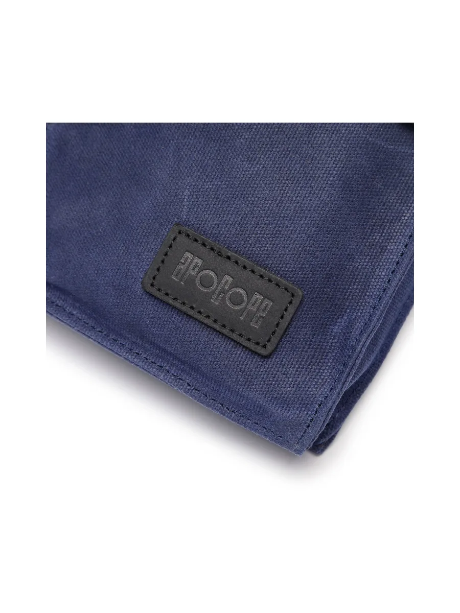 VAL - Pochette bandoulière en cuir véritable et toile enduite - Bleu 39