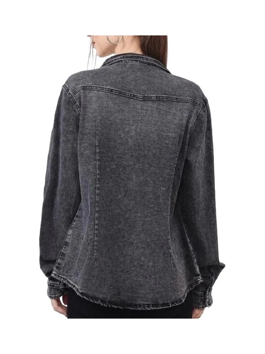Chemise en Jean Noir Femme Monday Premium Bleach 1 3