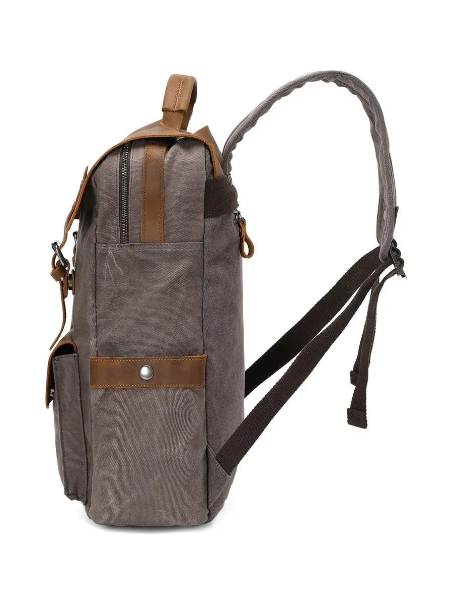 ED - Sac à dos en cuir véritable et toile enduite - Bleu 51