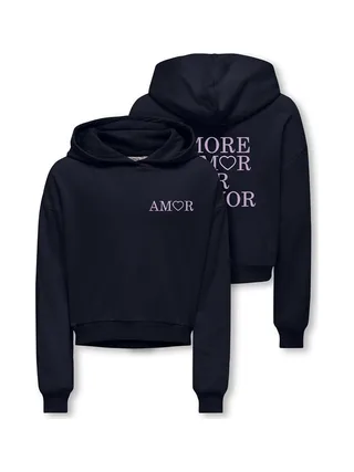 Sweat à Capuche Noir Fille Kids ONLY Amor Life 3
