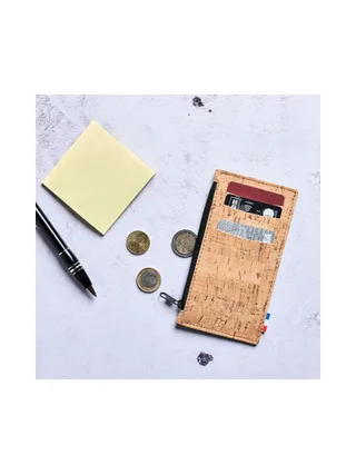 ANTHO - Porte-monnaie vertical zippé en liège - Naturel 42