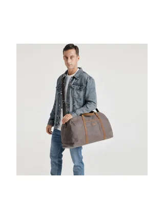 BOB - Sac de voyage en cuir véritable et toile enduite - Bleu 24