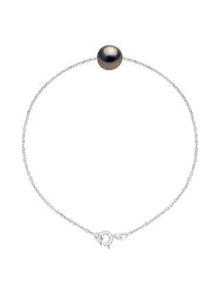 Bracelet Véritable Perle de Tahiti Ronde 8-9 mm — Argent 925 Millièmes Rhodié — 18 cm 1