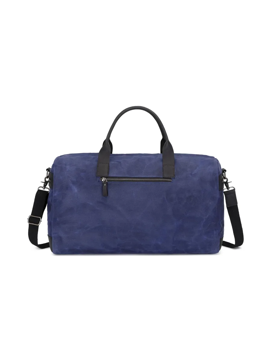 VLAD - Sac de voyage en cuir véritable et toile enduite - Bleu 37