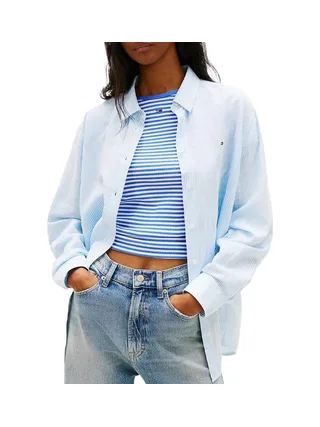 Chemise Blanc/Bleu Femme Tommy Hilfiger Tjw Rlx 1