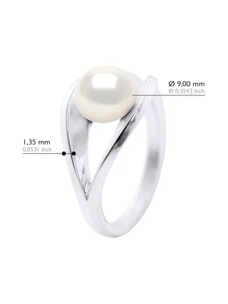 Bague Jonc Véritable Perle d'Eau Douce Bouton 8-9 mm — Argent 925 Millièmes Rhodié 2