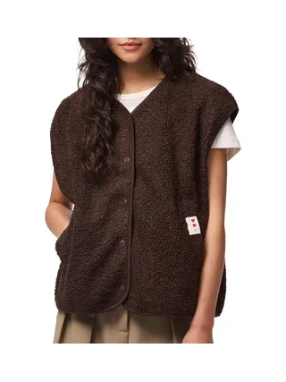 Gilet sans manche Marron Femme Pieces Katty 1