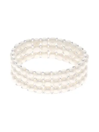 Bracelet 3 Rangs Véritables Perles d'Eau Douce Boutons 3-4 mm — Argent 925 Millièmes — 17 cm 1