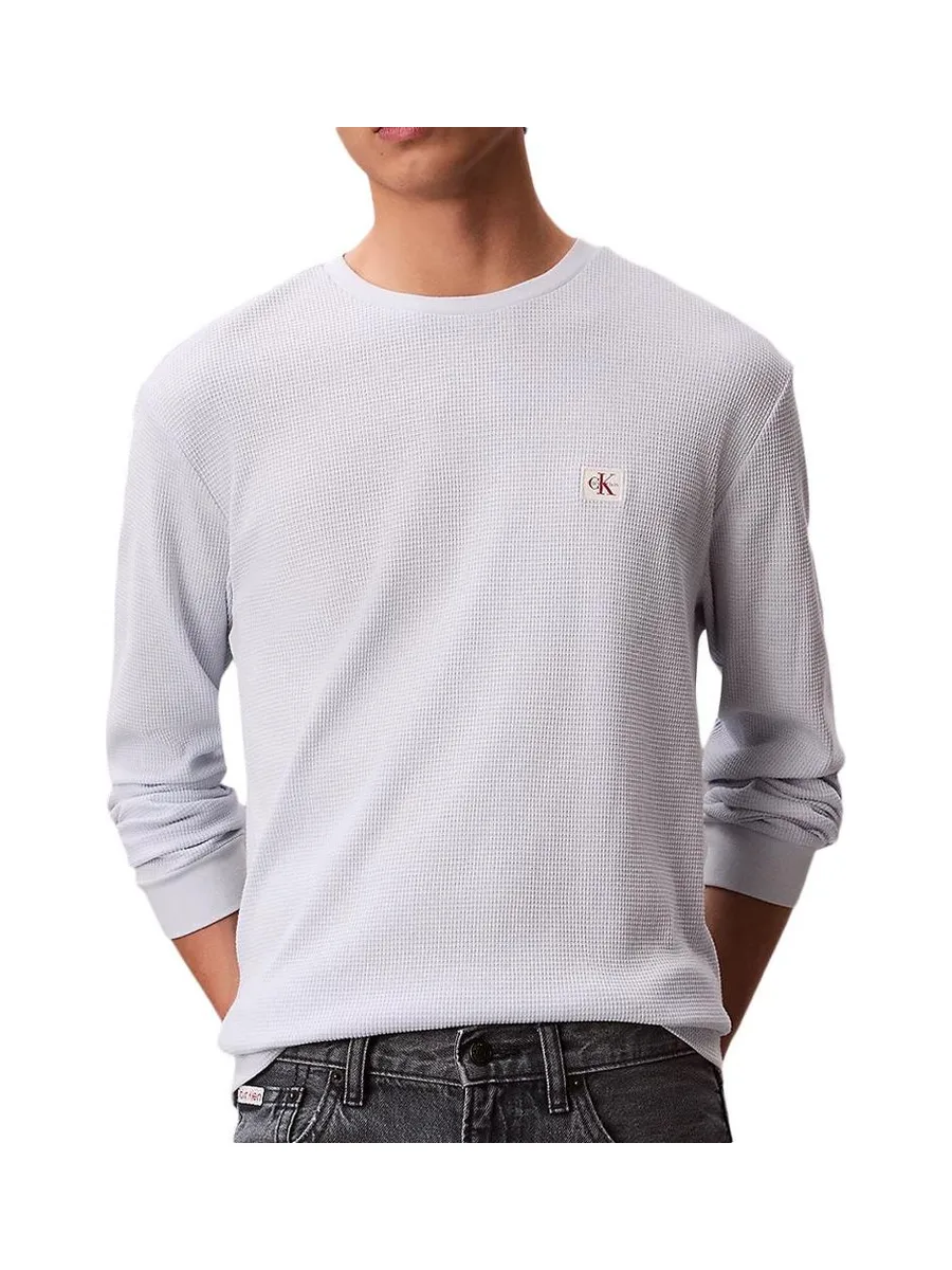 Sweat Blanc Homme Calvin Klein Jeans Waffle Badges 2