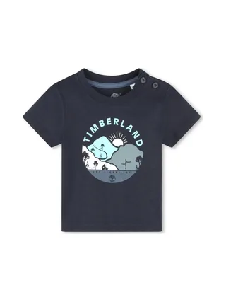 T-Shirt Bleu Bébé Timberland T60102 1