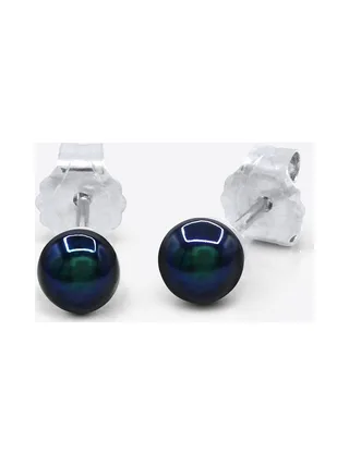 Boucles d'Oreilles Véritables Perles d'Eau Douce Rondes 4-5 mm — Or Blanc 750 Millièmes 1