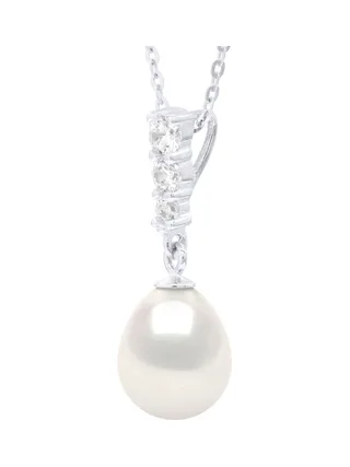 Collier Maille Forçat Véritables Perles d'Eau Douce 8 mm — Argent 925 Millièmes Rhodié — 42 cm 1