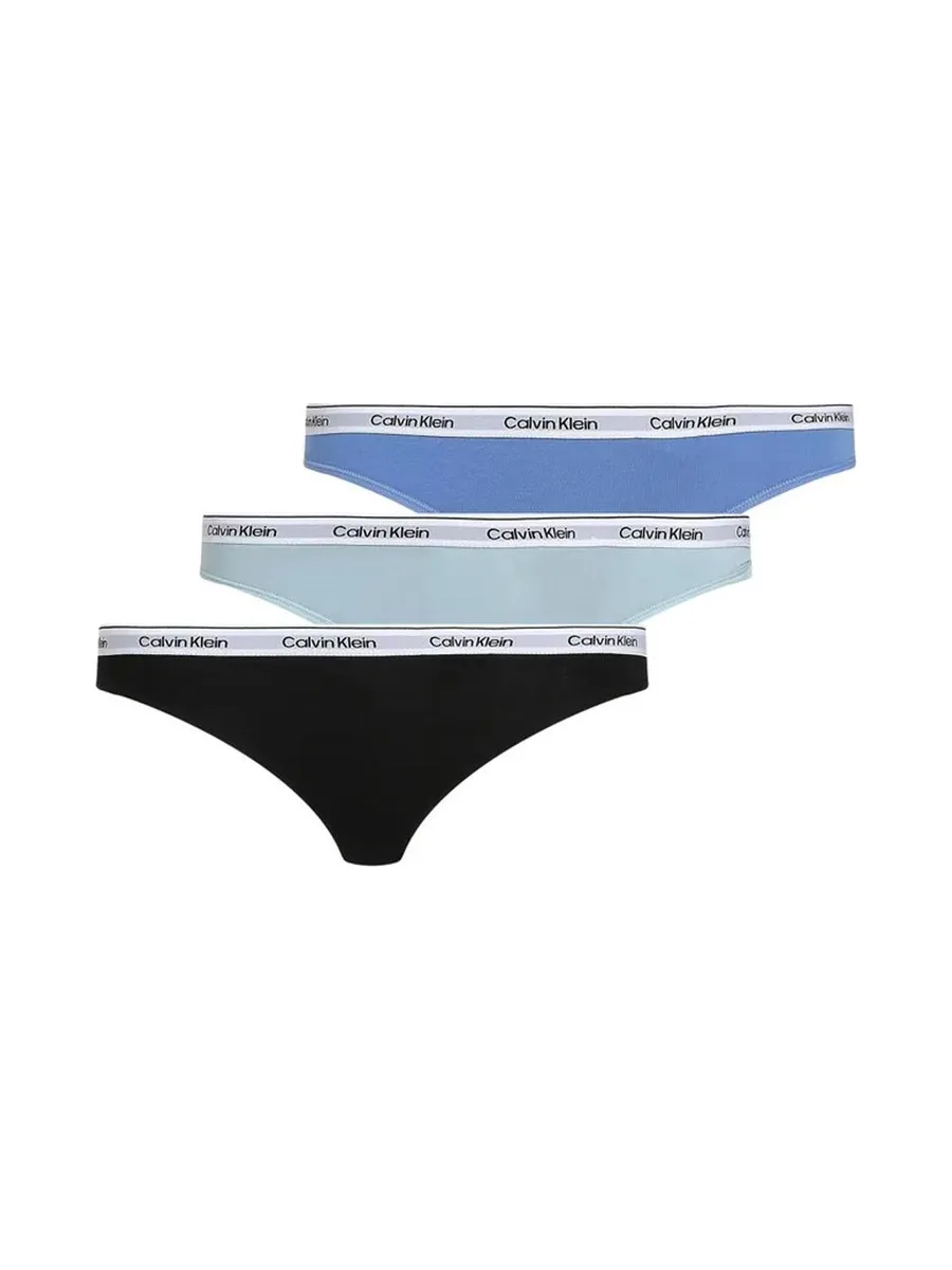Lot de 3 Strings Noir/Bleu Femme Calvin Klein Jeans Thong 2