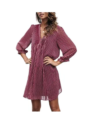 Robe Rouge/Noire à Motifs Femme Freeman Porter Juna 1