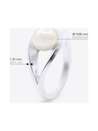 Bague Jonc Véritable Perle d'Eau Douce Bouton 8-9 mm — Argent 925 Millièmes Rhodié 5