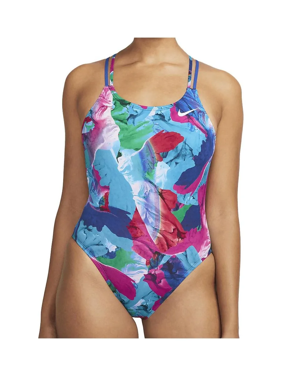 Maillot de bain 1 pièce Bleu/Rose Femme Nike Spiderback 2