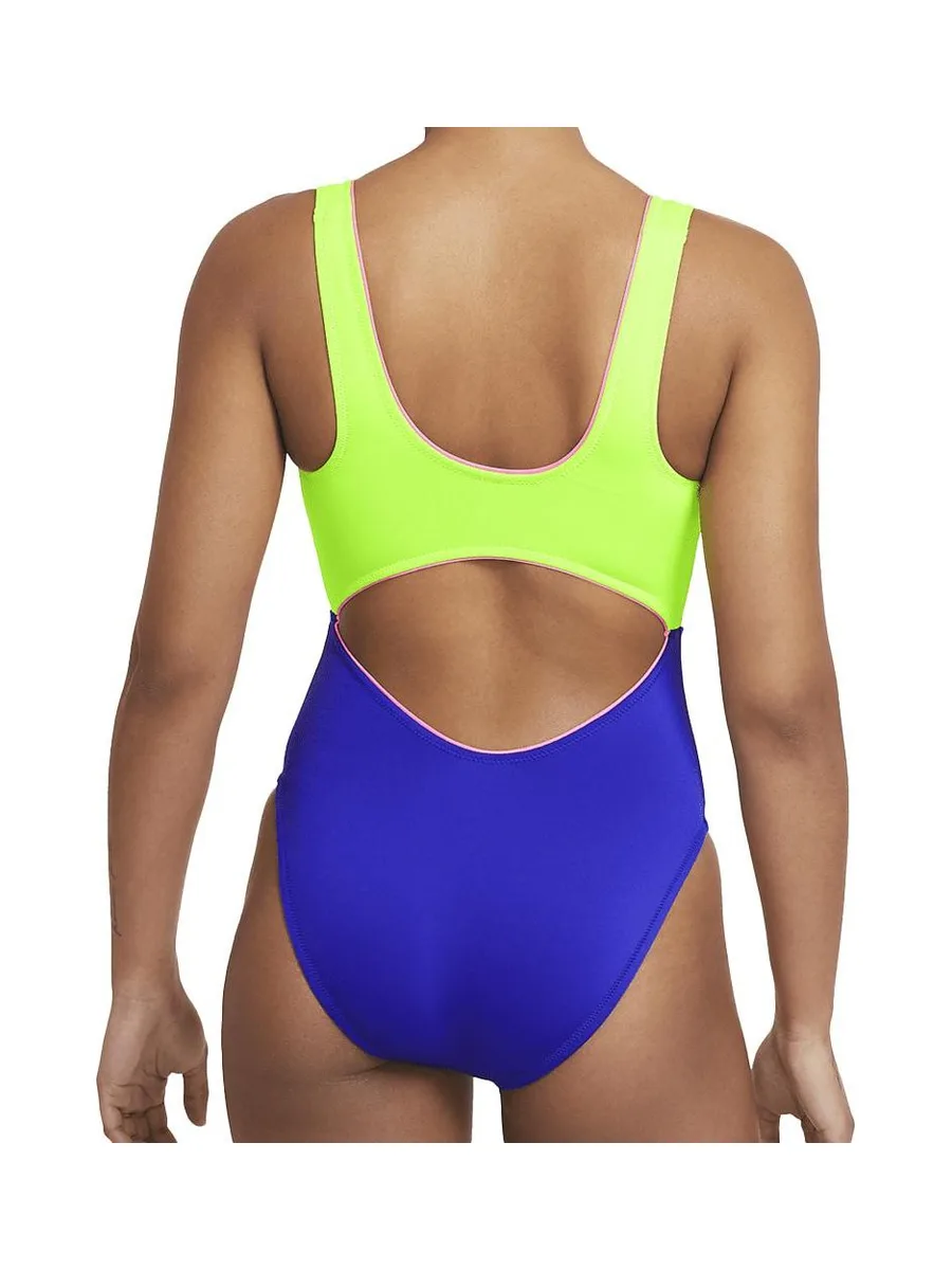 Maillot de bain 1 pièce Jaune/Bleu Femme Nike Cutout 2