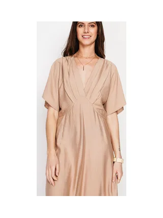 Robe longue col V à manches chauve-souris 4