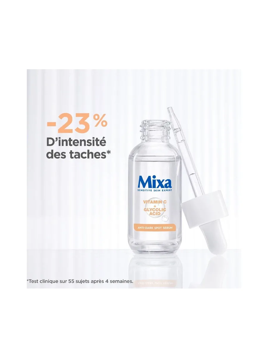 Sérum Concentré Anti-Taches Vitamine C + Acide Glycolique Mixa Expert Peau Sensible 3