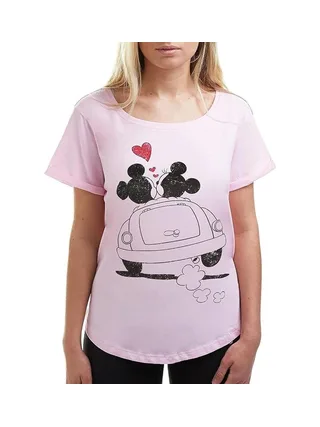 T-Shirt Rose Femme Disney Mickey & Minnie Hearts 1