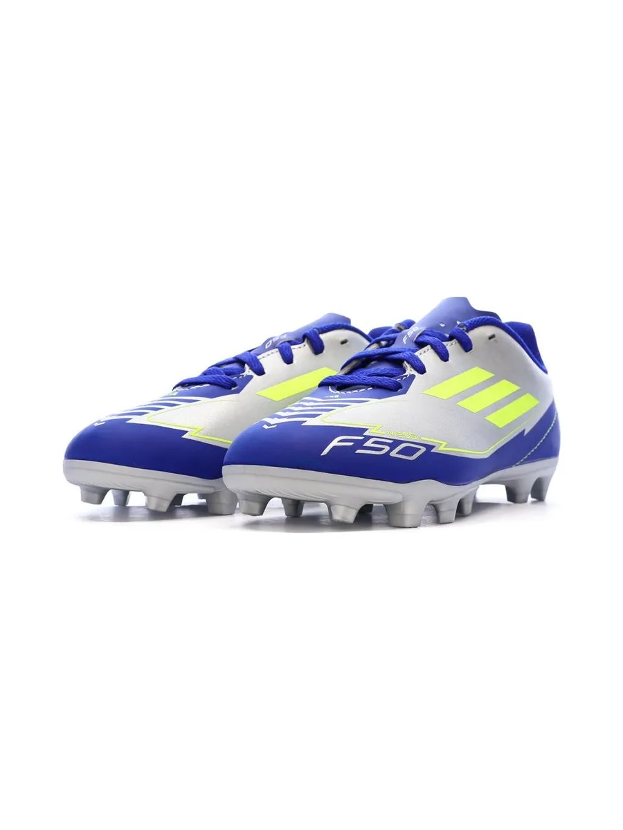 Chaussures de football Bleu/Gris Argent Garçon Adidas F50 Club 7