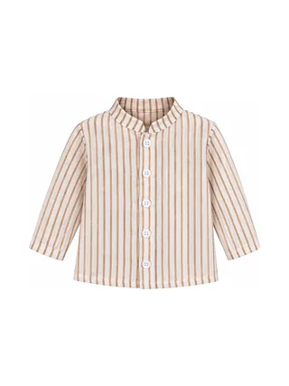 Chemise Rayée Beige/Blanc Bébé P'tit Mome Enzo 1