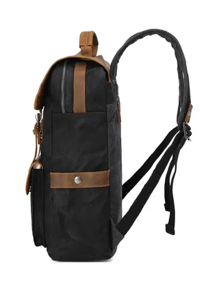 ED - Sac à dos en cuir véritable et toile enduite - Bleu 27