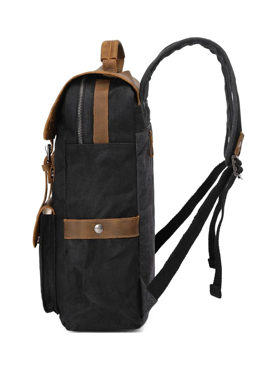 ED - Sac à dos en cuir véritable et toile enduite - Bleu 59