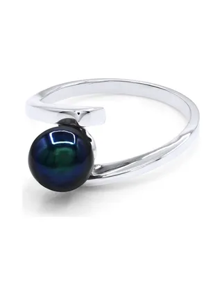 Bague Jonc Véritable Perle d'Eau Douce Ronde 7-8 mm — Argent 925 Millièmes Rhodié 1