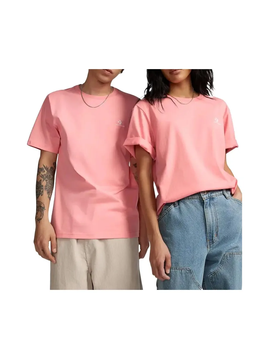 T-shirt Rose Mixte Converse Left Chest Star Chev 1
