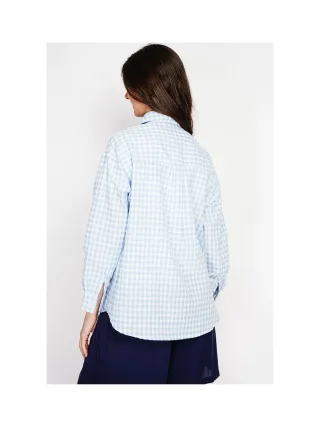 Chemise longue coupe oversize Poche poitrine à manches longues à carreaux 2