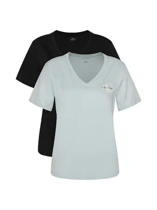 Lot de 2 T-shirts Noir/Bleu Femme Calvin Klein Jeans Monologo 1