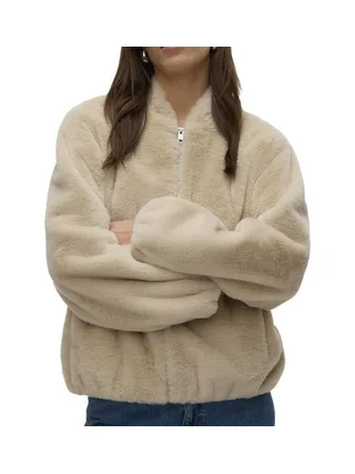 Veste Fausse Fourrure Beige Femme Vero Moda Jaliga 1