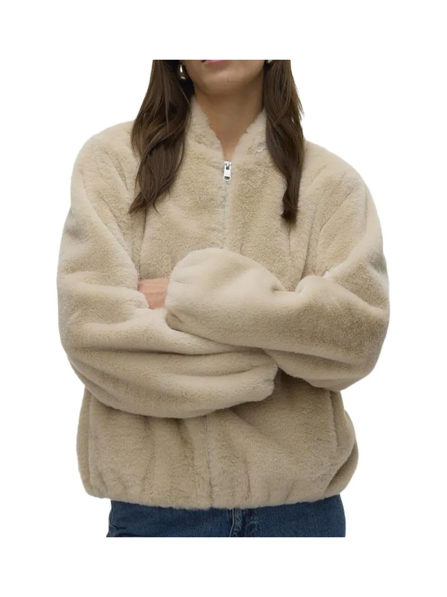 Veste Fausse Fourrure Beige Femme Vero Moda Jaliga 1