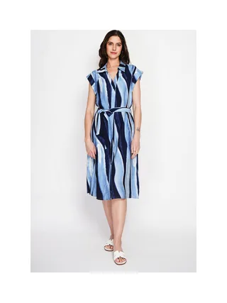 Robe chemise imprimée boutonnée devant avec ceinture 4