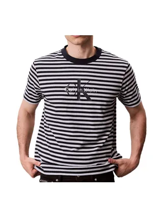 T-Shirt à Rayure Bleu/Gris Homme Calvin Klein Jeans 20s Stripe 1