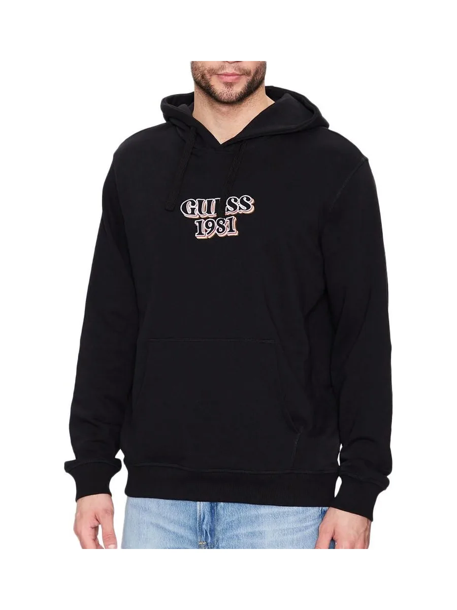 Sweat à Capuche Noir Homme Guess Embro 2